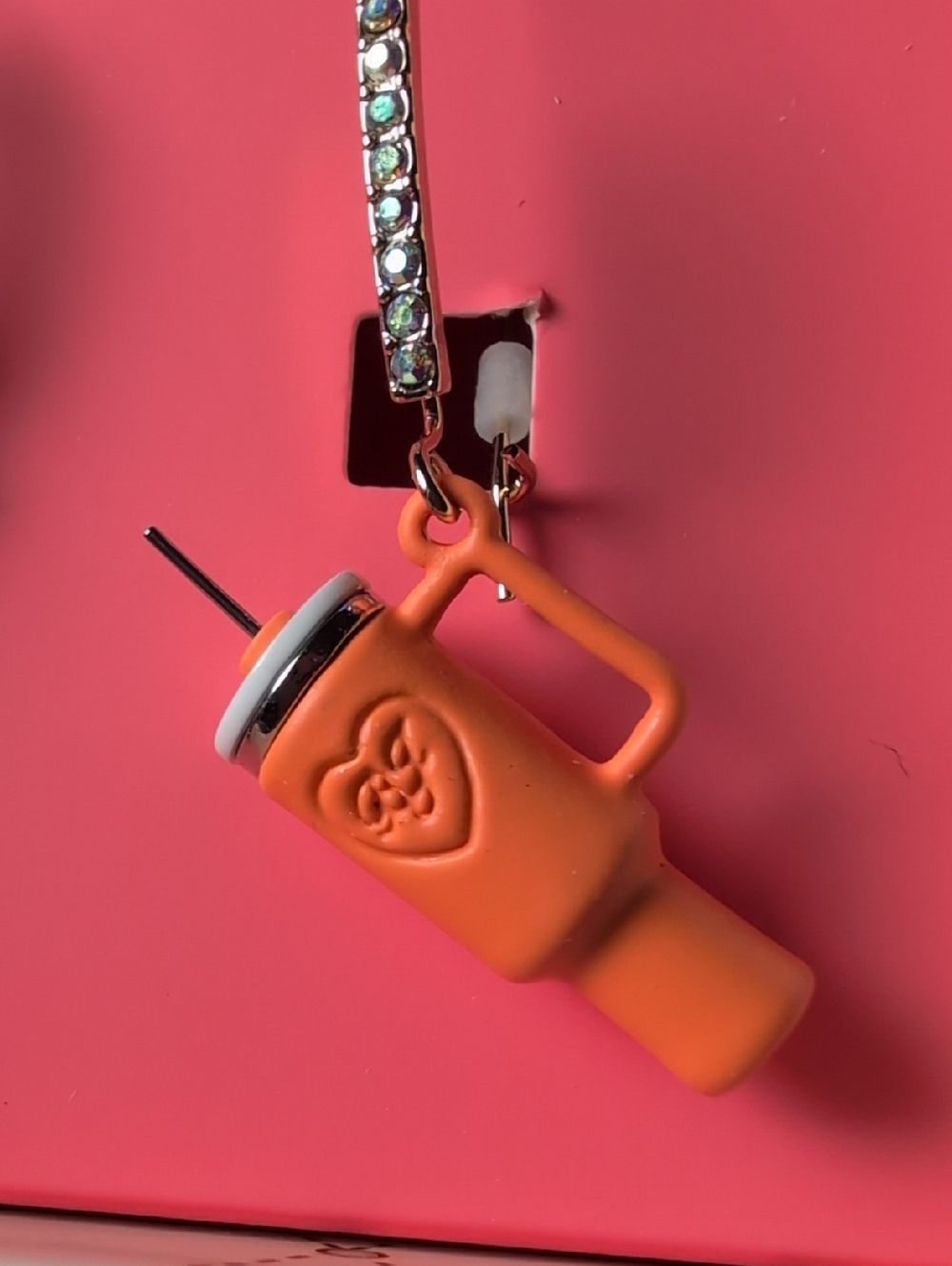 Betsey Johnson Orange Tumbler Cup Dangle Earrings - Picture 2 of 5